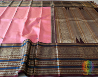 Blush Pink Pure Kanjivaram Handloom Silk Saree – Handloom Saree Online India | Elegantt Drapes