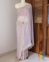 Blush Pink Tissue Organza Zardozi Handwork Saree – Handloom Saree Online India | Elegantt Drapes