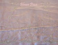 Blush Pink Tissue Organza Zardozi Handwork Saree – Handloom Saree Online India | Elegantt Drapes