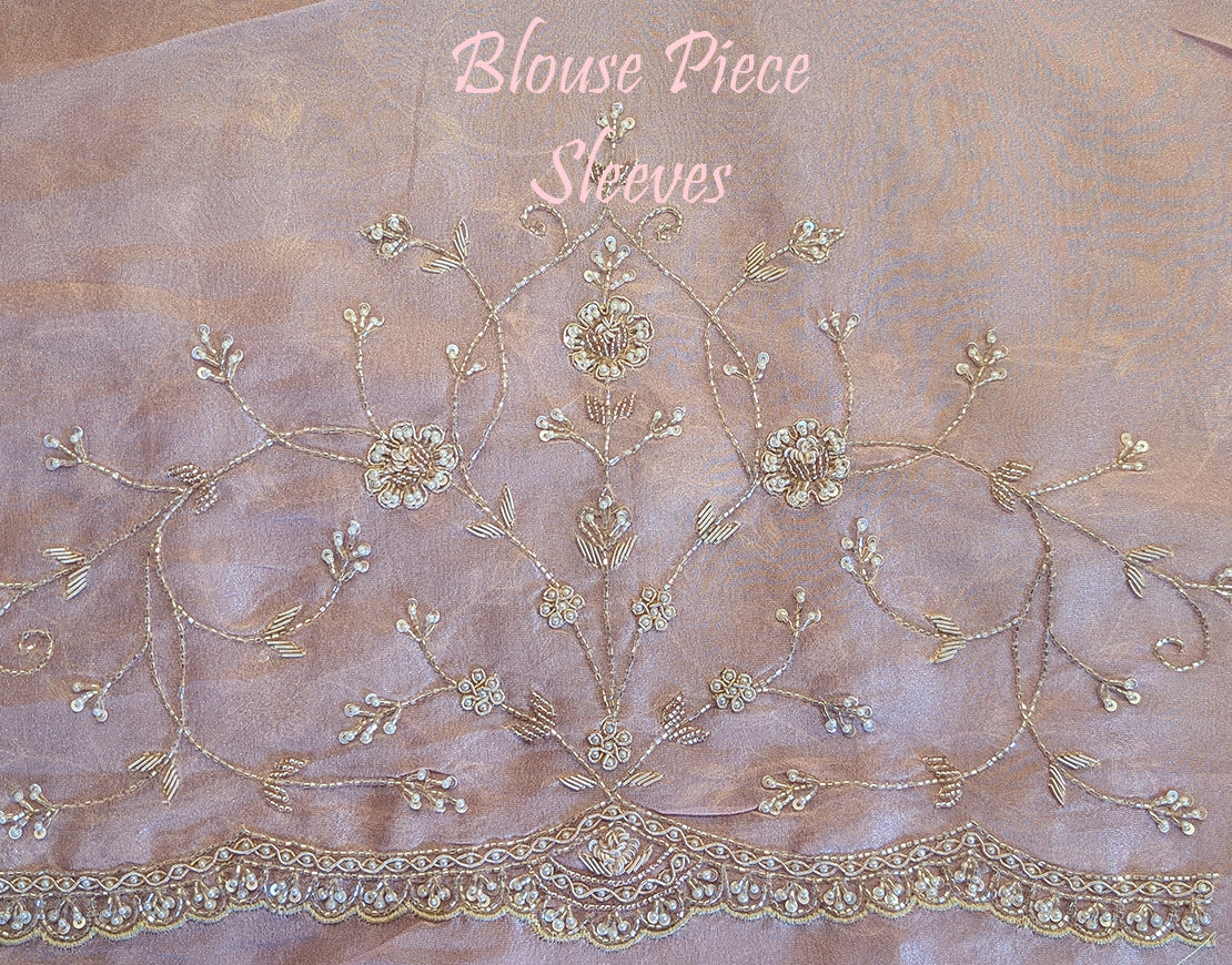 Blush Pink Tissue Organza Zardozi Handwork Saree – Handloom Saree Online India | Elegantt Drapes