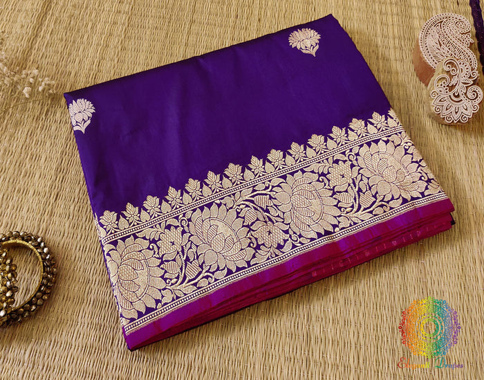 Brinjal Banarasi Handloom Katan Silk Saree – Handloom Saree Online India | Elegantt Drapes