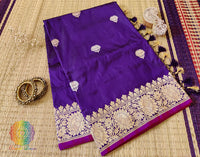 Brinjal Banarasi Handloom Katan Silk Saree – Handloom Saree Online India | Elegantt Drapes