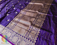 Brinjal Banarasi Handloom Katan Silk Saree – Handloom Saree Online India | Elegantt Drapes