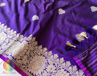 Brinjal Banarasi Handloom Katan Silk Saree – Handloom Saree Online India | Elegantt Drapes