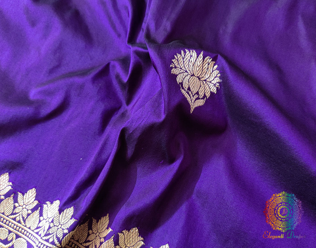 Brinjal Banarasi Handloom Katan Silk Saree – Handloom Saree Online India | Elegantt Drapes