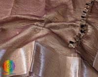 Brown Pure Banarasi Crushed Tissue Silk Saree – Handloom Saree Online India | Elegantt Drapes