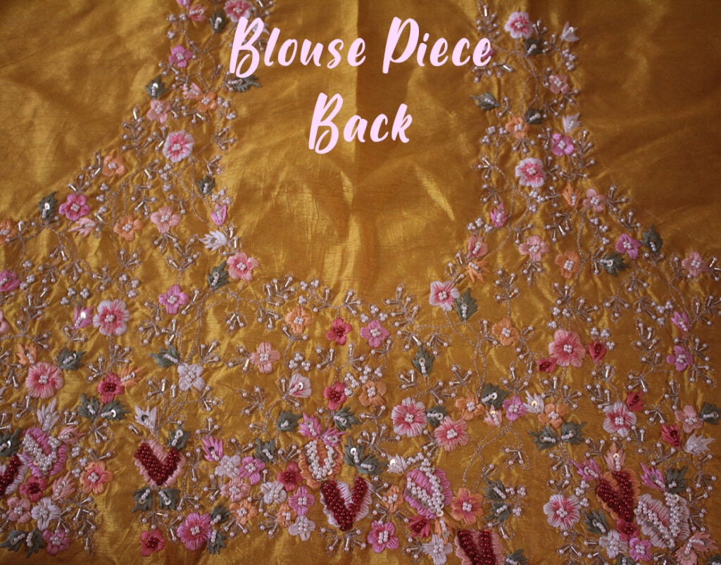 Canary Yellow Pure Organza Silk Hand Embroidered Saree