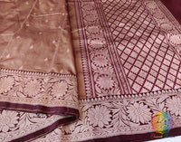 Chocolate Brown Banarasi Handloom Pure Katan Silk Saree – Handloom Saree Online India | Elegantt Drapes