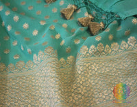 Sea Green Banarasi Pure Khaddi Georgete Konia Saree | Elegantt Drapes