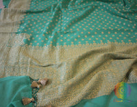 Sea Green Banarasi Pure Khaddi Georgete Konia Saree | Elegantt Drapes