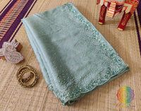 Aqua Pure Organza Silk Handwork Saree – Handloom Saree Online India | Elegantt Drapes