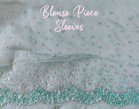 Aqua Pure Organza Silk Handwork Saree – Handloom Saree Online India | Elegantt Drapes