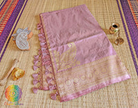 English Rose Banarasi Handloom Katan Silk Konia Saree – Handloom Saree Online India | Elegantt Drapes