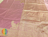 English Rose Banarasi Handloom Katan Silk Konia Saree – Handloom Saree Online India | Elegantt Drapes