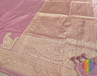 English Rose Banarasi Handloom Katan Silk Konia Saree – Handloom Saree Online India | Elegantt Drapes