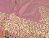 English Rose Banarasi Handloom Katan Silk Konia Saree – Handloom Saree Online India | Elegantt Drapes