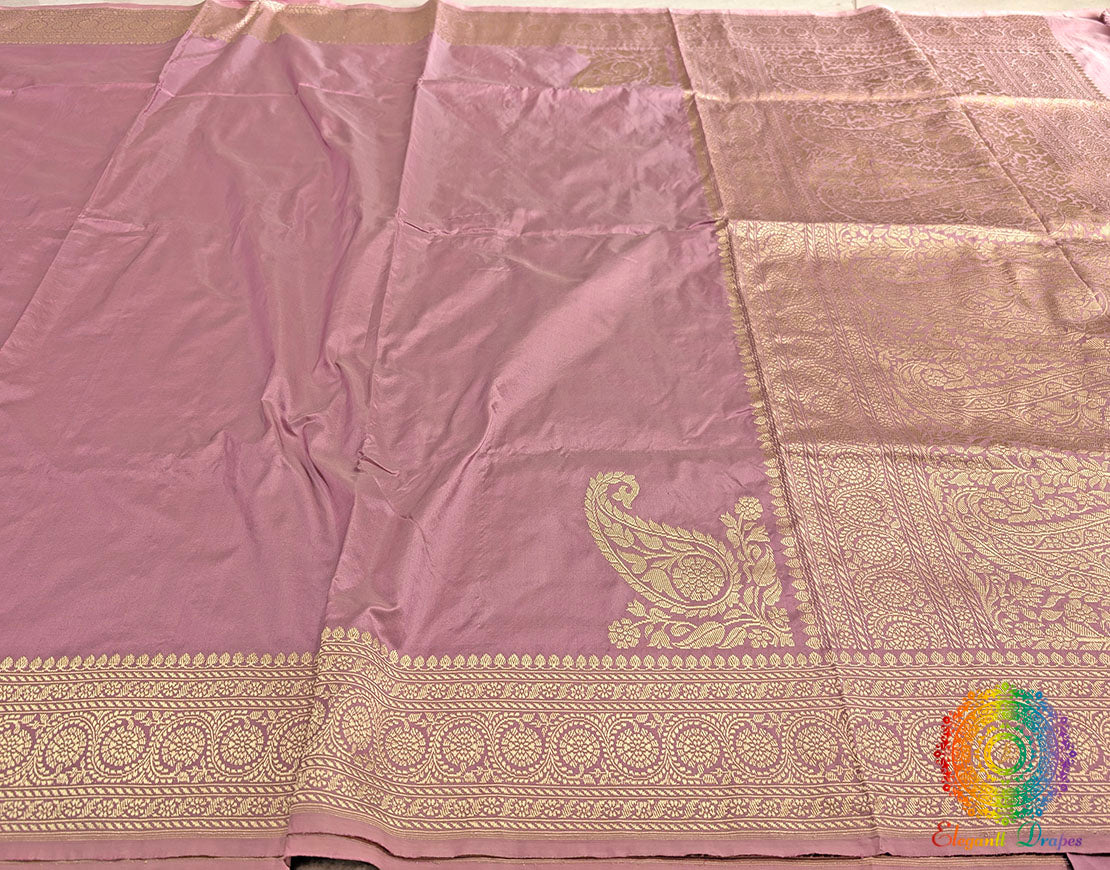 English Rose Banarasi Handloom Katan Silk Konia Saree – Handloom Saree Online India | Elegantt Drapes