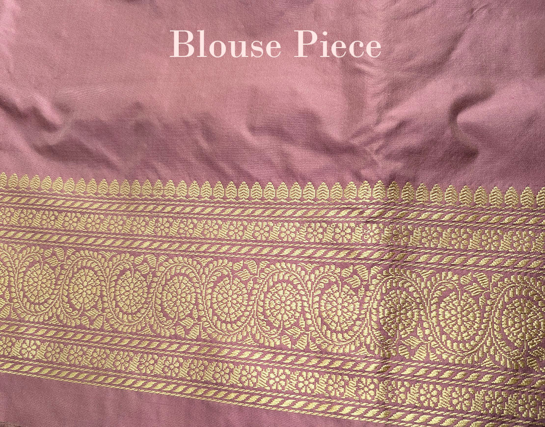 English Rose Banarasi Handloom Katan Silk Konia Saree – Handloom Saree Online India | Elegantt Drapes