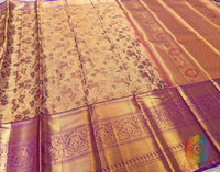 Golden Pure Kanjivaram Tissue Silk Bridal Saree – Handloom Saree Online India | Elegantt Drapes