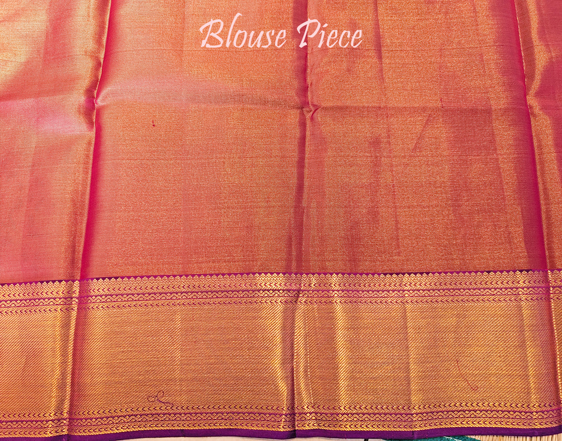 Golden Pure Kanjivaram Tissue Silk Bridal Saree – Handloom Saree Online India | Elegantt Drapes
