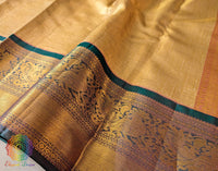 Golden Pure Kanjivaram Handloom Silk Saree – Handloom Saree Online India | Elegantt Drapes