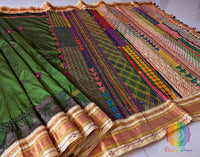 Green Pure Ilkal Silk Lambani Handwork Saree – Ilkal Handloom Saree Online India | Elegantt Drapes