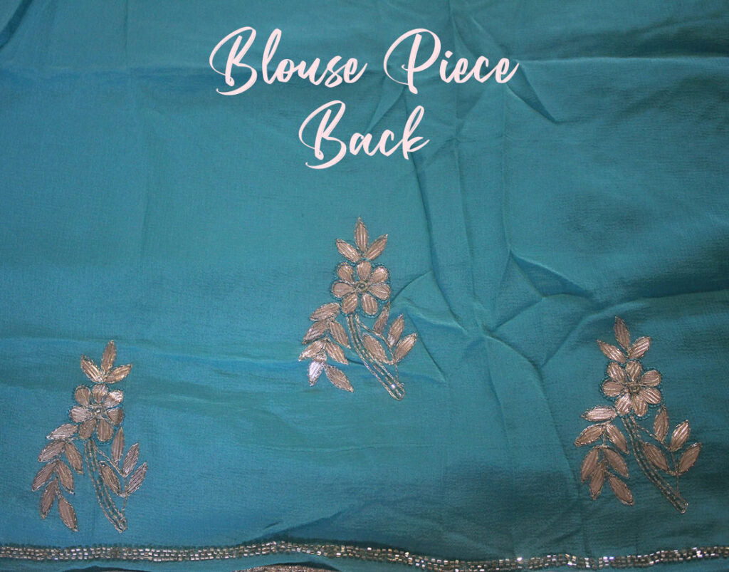 Green Blue Shaded Pure Chinon Crepe Gota Patti Work Saree – Handloom Saree Online India | Elegantt Drapes