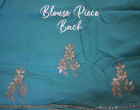 Green Blue Shaded Pure Chinon Crepe Gota Patti Work Saree – Handloom Saree Online India | Elegantt Drapes