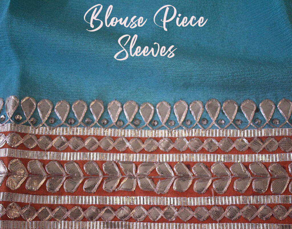 Blue Green Shaded Gota Patti Handwork Chinon Crepe Saree