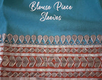 Blue Green Shaded Gota Patti Handwork Chinon Crepe Saree