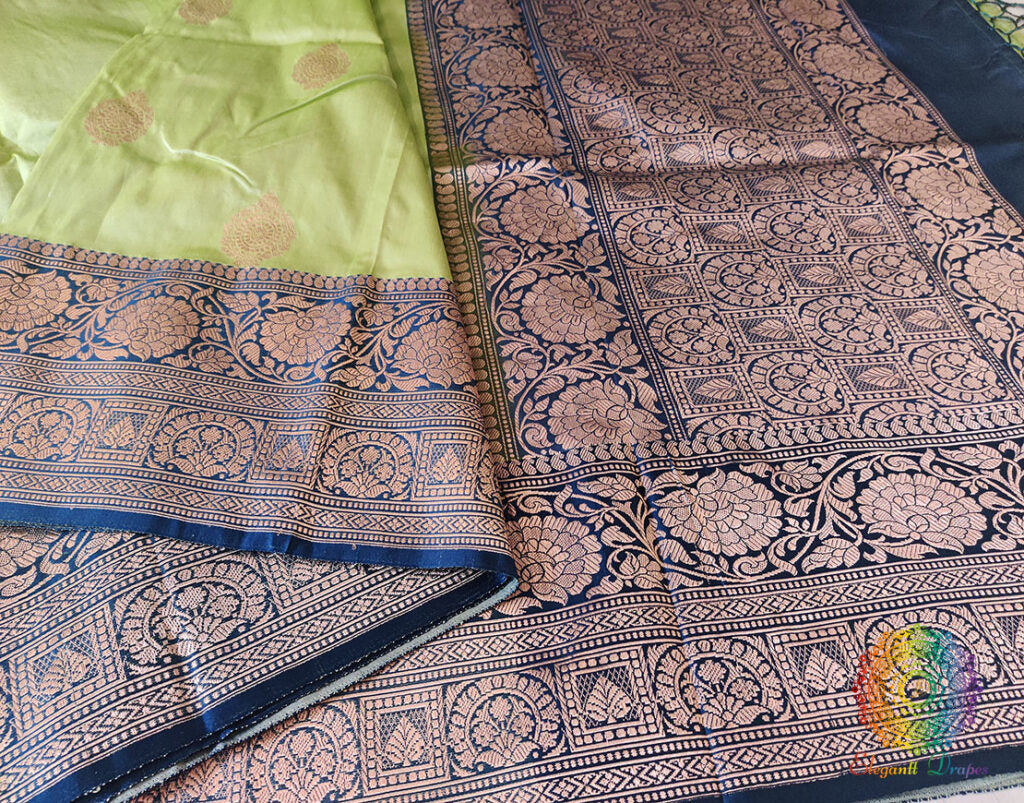 Tea Green Banarasi Handloom Pure Katan Silk Saree – Handloom Saree Online India | Elegantt Drapes
