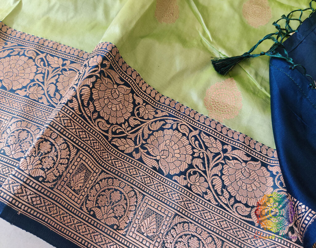 Tea Green Banarasi Handloom Pure Katan Silk Saree – Handloom Saree Online India | Elegantt Drapes