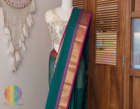 Green Pure Kanchi Cotton Saree – Handloom Saree Online India | Elegantt Drapes
