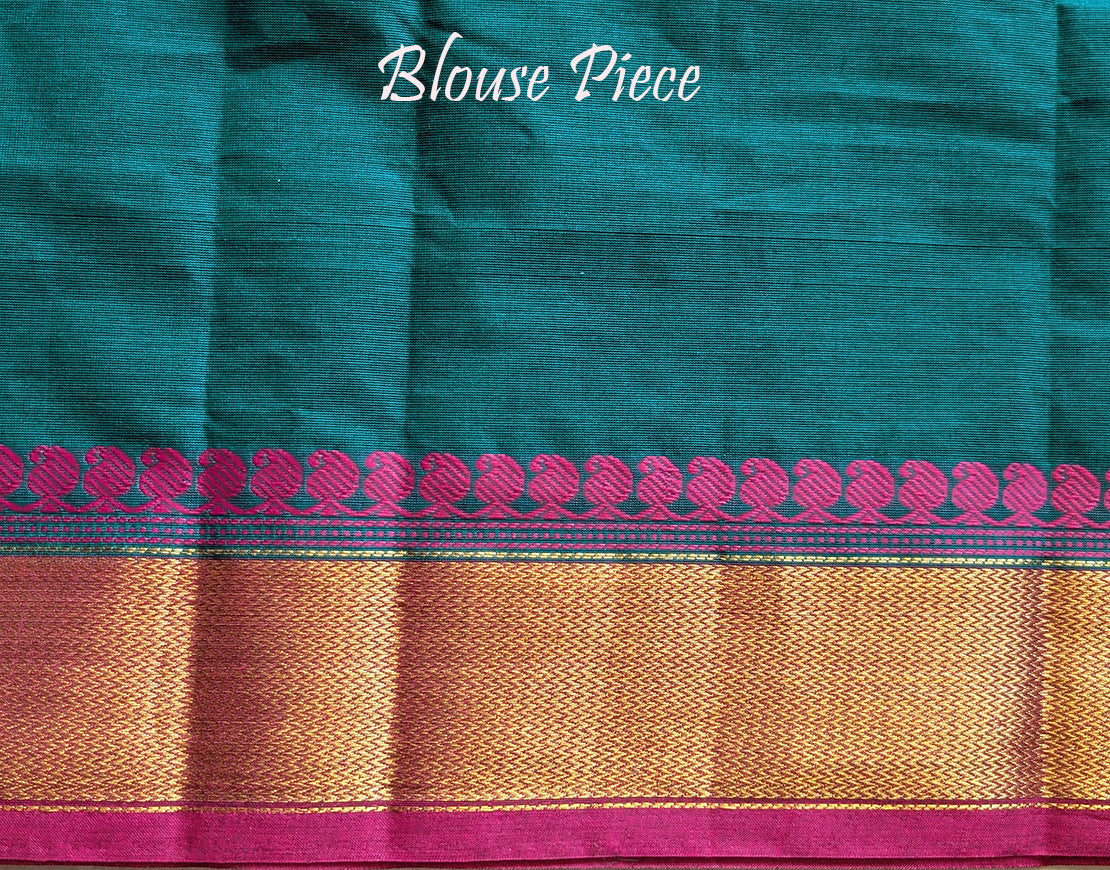 Green Pure Kanchi Cotton Saree – Handloom Saree Online India | Elegantt Drapes