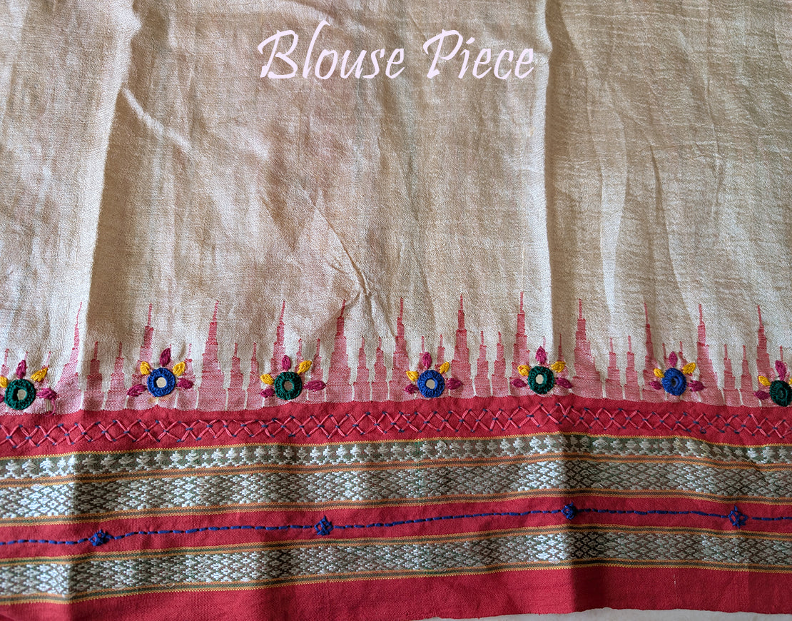 Vidarbha Tussar Silk Lambani Embroidery Saree – Handloom Saree Online India | Elegantt Drapes