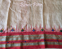 Vidarbha Tussar Silk Lambani Embroidery Saree – Handloom Saree Online India | Elegantt Drapes