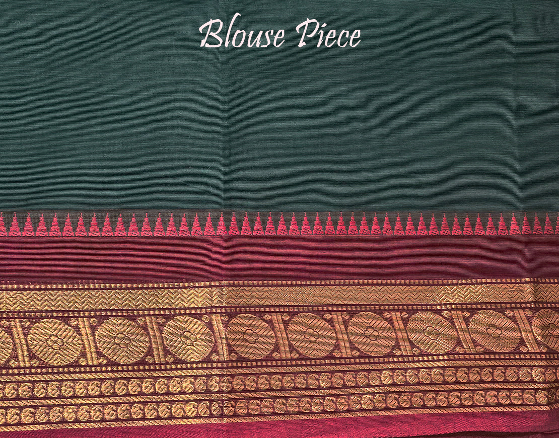Green Pure Kanchi Cotton Saree 2 – Handloom Saree Online India | Elegantt Drapes
