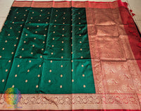 Green Banarasi Handloom Katan Silk Saree 3 – Handloom Saree Online India | Elegantt Drapes