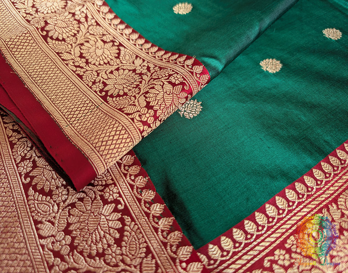 Green Banarasi Handloom Katan Silk Saree 3 – Handloom Saree Online India | Elegantt Drapes