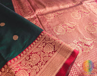 Green Banarasi Handloom Katan Silk Saree 3 – Handloom Saree Online India | Elegantt Drapes