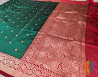 Green Banarasi Handloom Katan Silk Saree 3 – Handloom Saree Online India | Elegantt Drapes