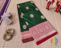 Green Banarasi Handloom Pure Katan Silk Saree – Handloom Saree Online India | Elegantt Drapes