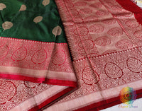 Green Banarasi Handloom Pure Katan Silk Saree – Handloom Saree Online India | Elegantt Drapes