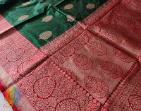 Green Banarasi Handloom Pure Katan Silk Saree – Handloom Saree Online India | Elegantt Drapes