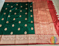 Green Banarasi Handloom Katan Silk Saree 2 – Handloom Saree Online India | Elegantt Drapes