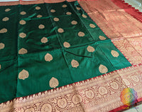 Green Banarasi Handloom Katan Silk Saree 2 – Handloom Saree Online India | Elegantt Drapes