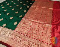 Green Banarasi Handloom Katan Silk Saree 2 – Handloom Saree Online India | Elegantt Drapes