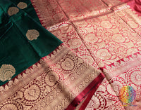 Green Banarasi Handloom Katan Silk Saree 2 – Handloom Saree Online India | Elegantt Drapes