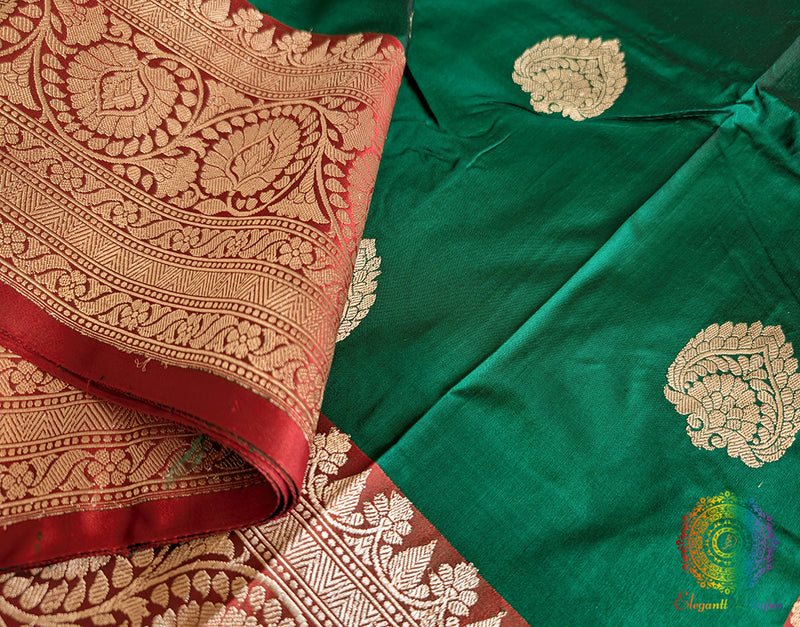 Green Banarasi Handloom Katan Silk Saree 2 – Handloom Saree Online India | Elegantt Drapes