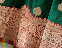 Green Banarasi Handloom Katan Silk Saree 2 – Handloom Saree Online India | Elegantt Drapes